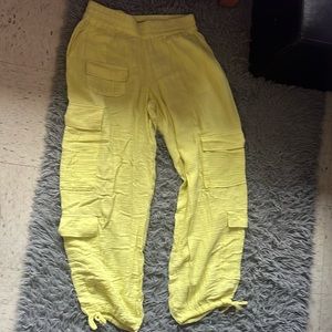 Lime green/yellow Urban Outfitters flowly pants, size M